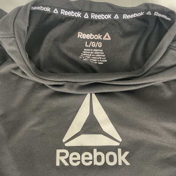 Reebok Performance Tee Long Sleeve Reflective LG Crew Neck Black - Picture 3 of 4